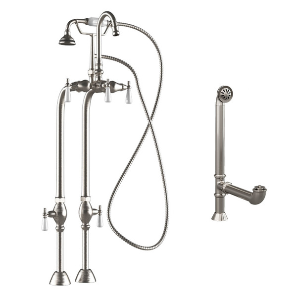 Cambridge Plumbing Complete Brushed Nickel Free Standing Plumbing Package for Clawfoot Tub CAM398684-PKG-BN